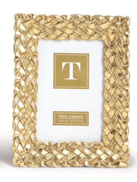 Two's Company Gold Braid Pattern Frame 4x6