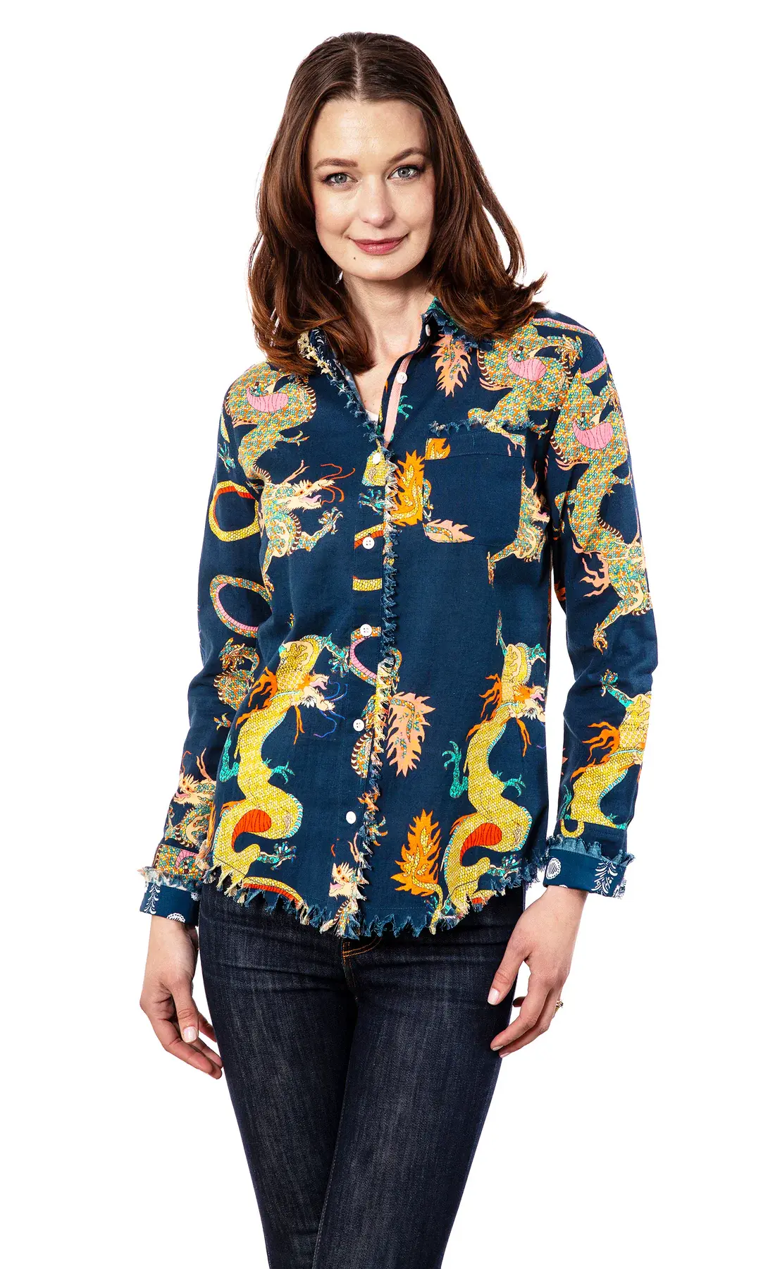 Dizzy Lizzie Cape Cod Shirt Dragons Navy