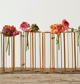 Metal and Glass Jointed Vase with 9 Tubes
