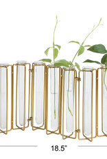 Metal and Glass Jointed Vase with 9 Tubes Metal and Glass Jointed Vase with 9 Tubes