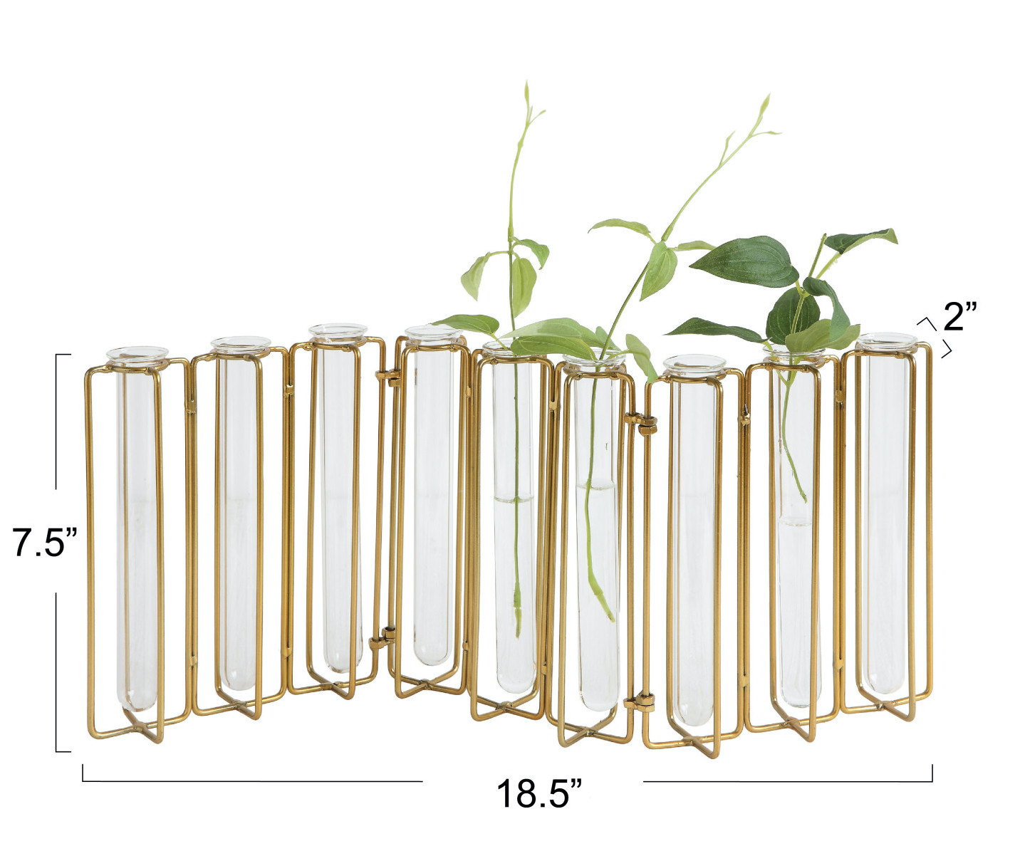 Metal and Glass Jointed Vase with 9 Tubes