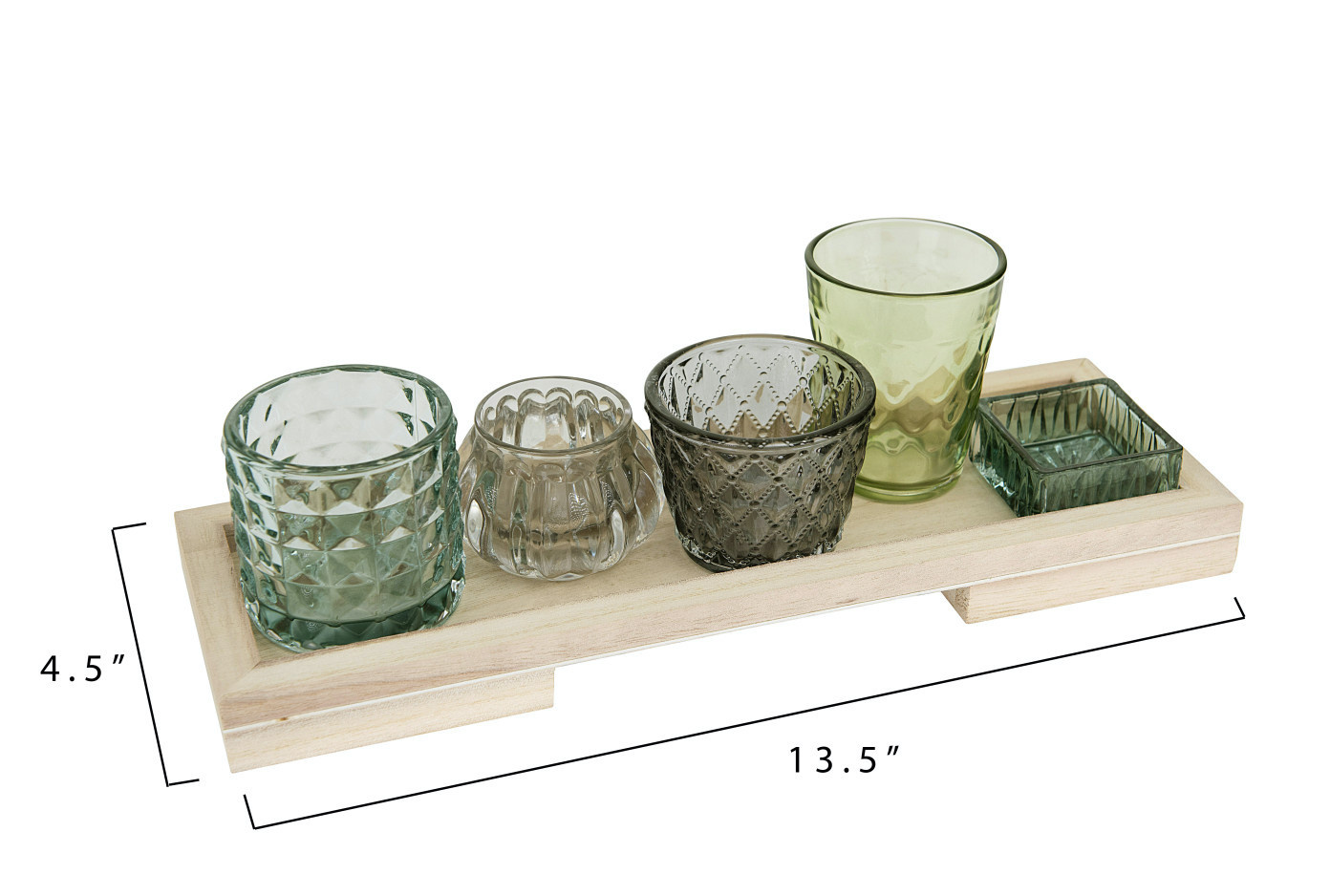 Tray with Glass Votive/Tealight Holders, Set of 6