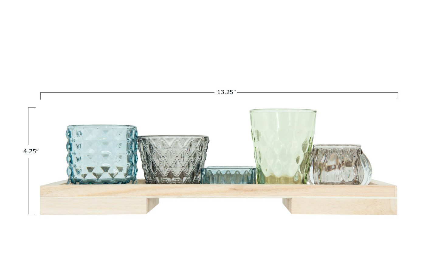 Tray with Glass Votive/Tealight Holders, Set of 6