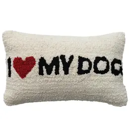 Cotton Blend Tufted Lumbar Pillow "I ♥ My Dog"