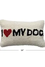Cotton Blend Tufted Lumbar Pillow "I ♥ My Dog"