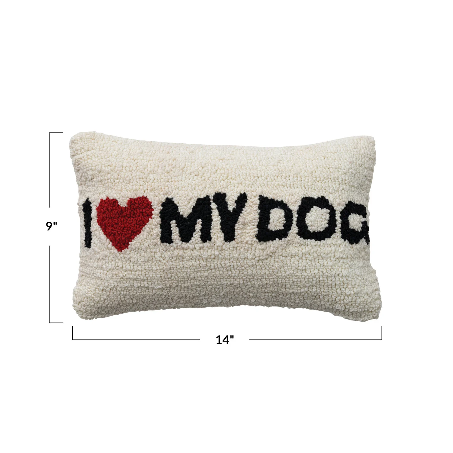 Cotton Blend Tufted Lumbar Pillow "I ♥ My Dog"