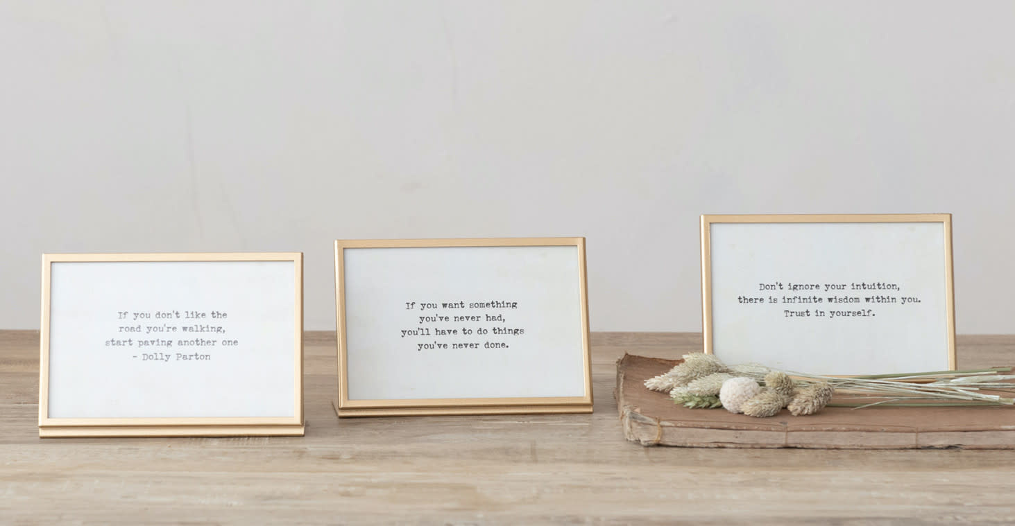 Metal & Glass Frame w/ Easel & Saying