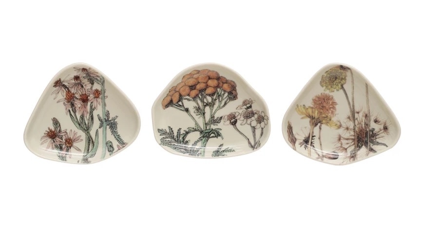 Stoneware Dish w/ Florals