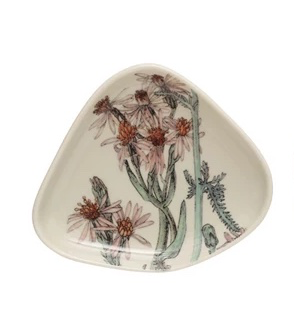 Stoneware Dish w/ Florals
