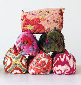 Quilted Velvet Zip Pouch