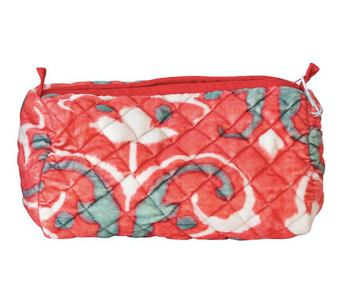 Quilted Velvet Zip Pouch