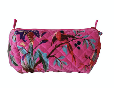 Quilted Velvet Zip Pouch