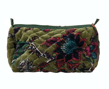 Quilted Velvet Zip Pouch