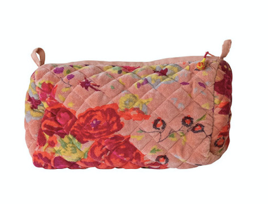 Quilted Velvet Zip Pouch