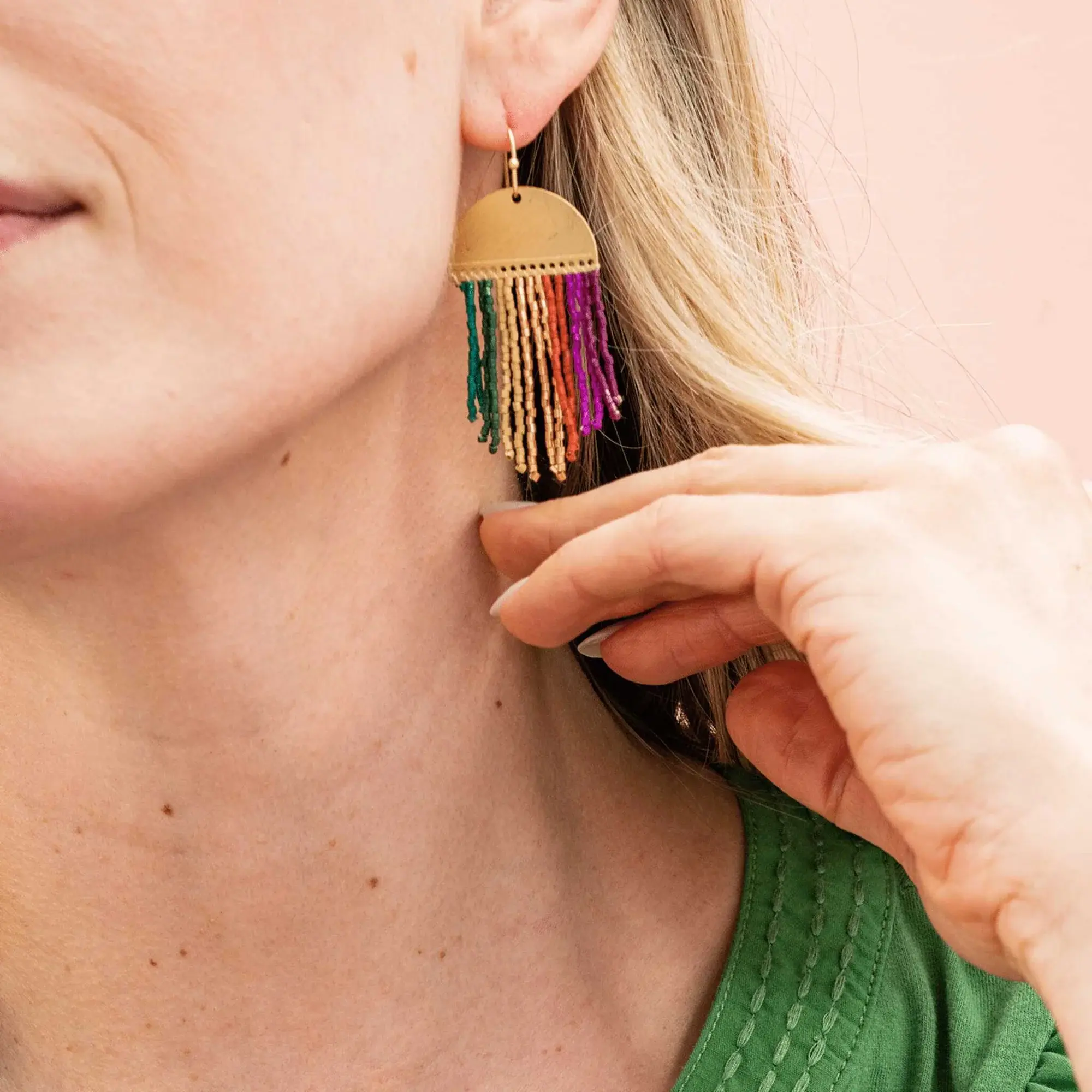 Ink + Alloy Claudia Vertical Stripe Fringe Earrings