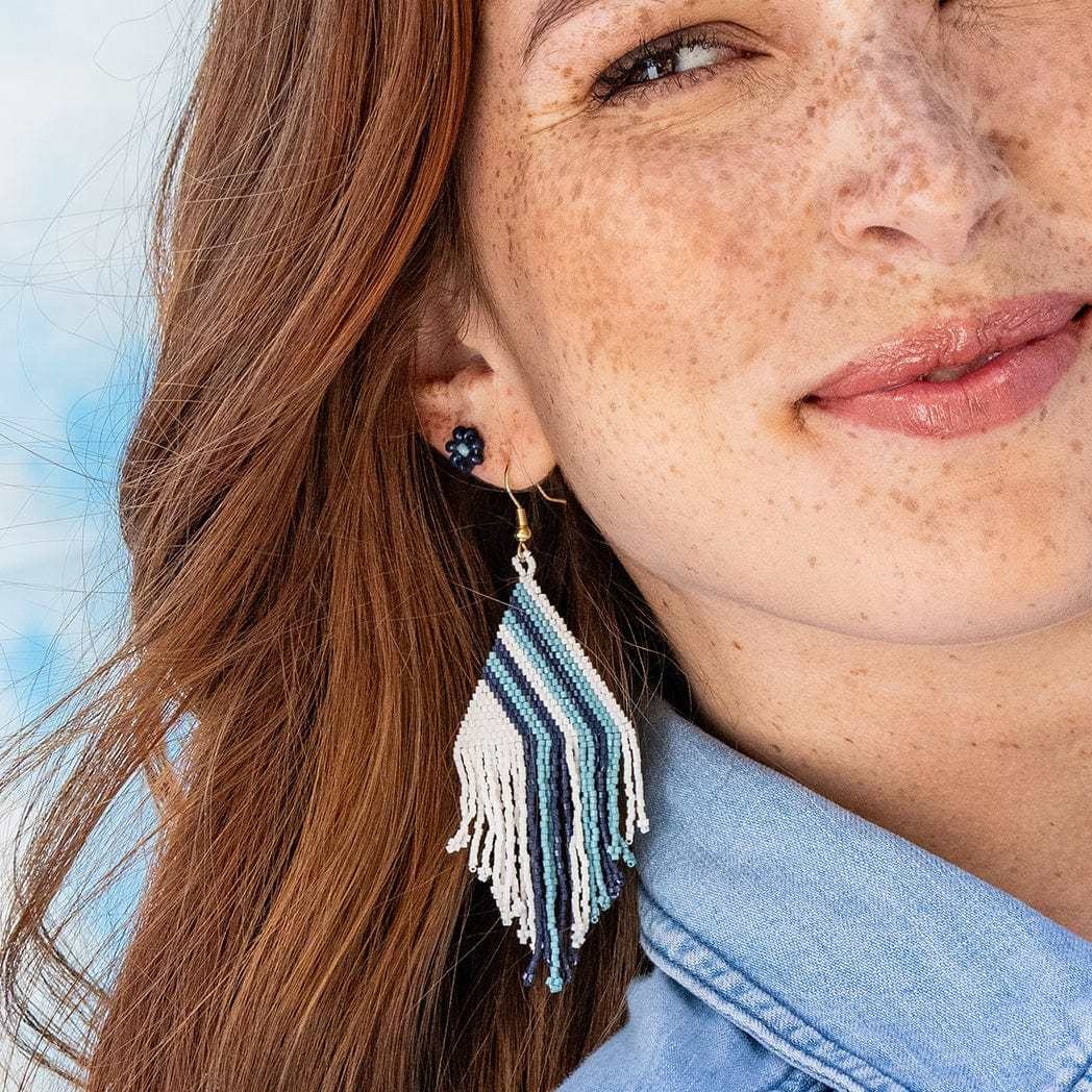 Ink + Alloy Haley Falling Lines Earrings Blue