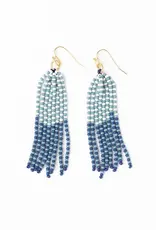 Ink + Alloy Tassel Seed Bead Earrings Blue