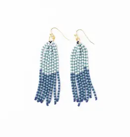 Ink + Alloy Tassel Seed Bead Earrings Blue