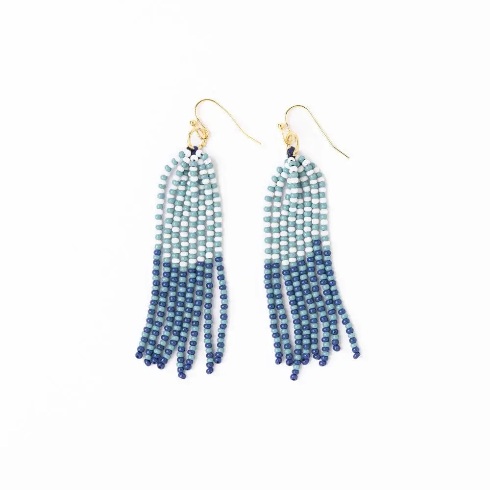 Ink + Alloy Tassel Seed Bead Earrings Blue