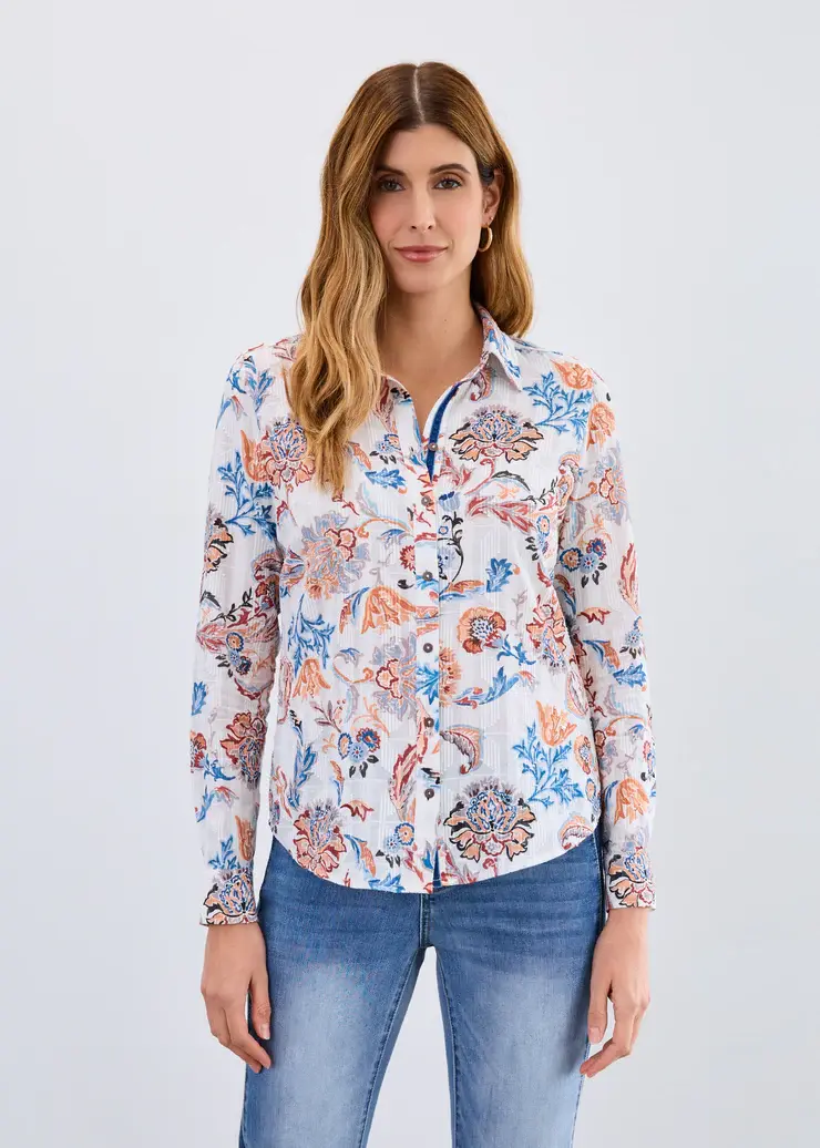 French Dressing Classic Shirt Ivory Damask