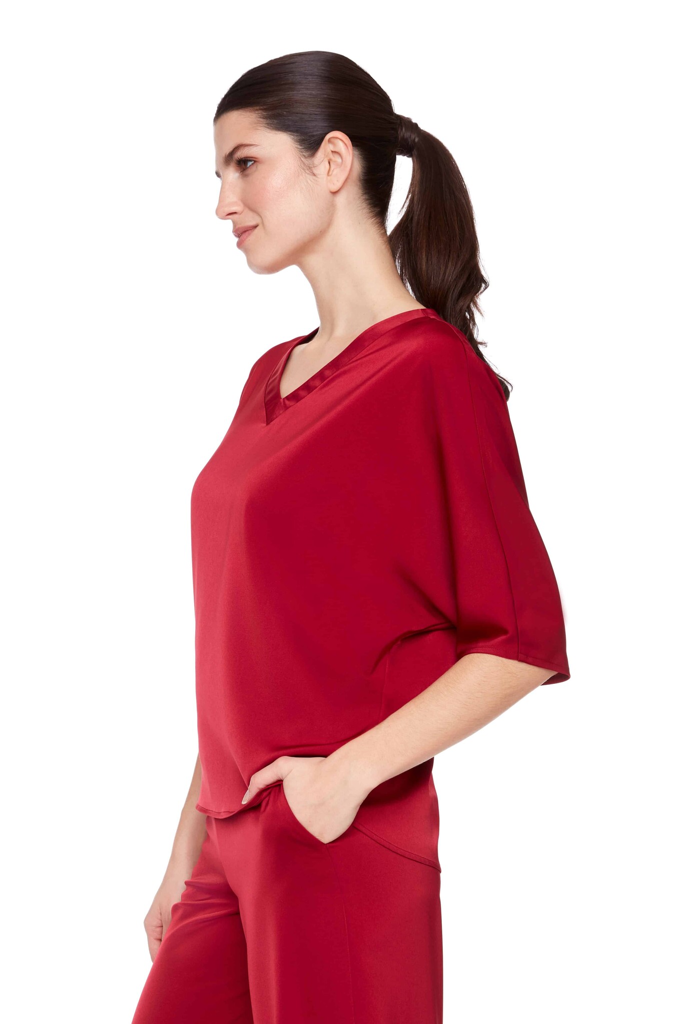 Up Belize Satin Top Lava