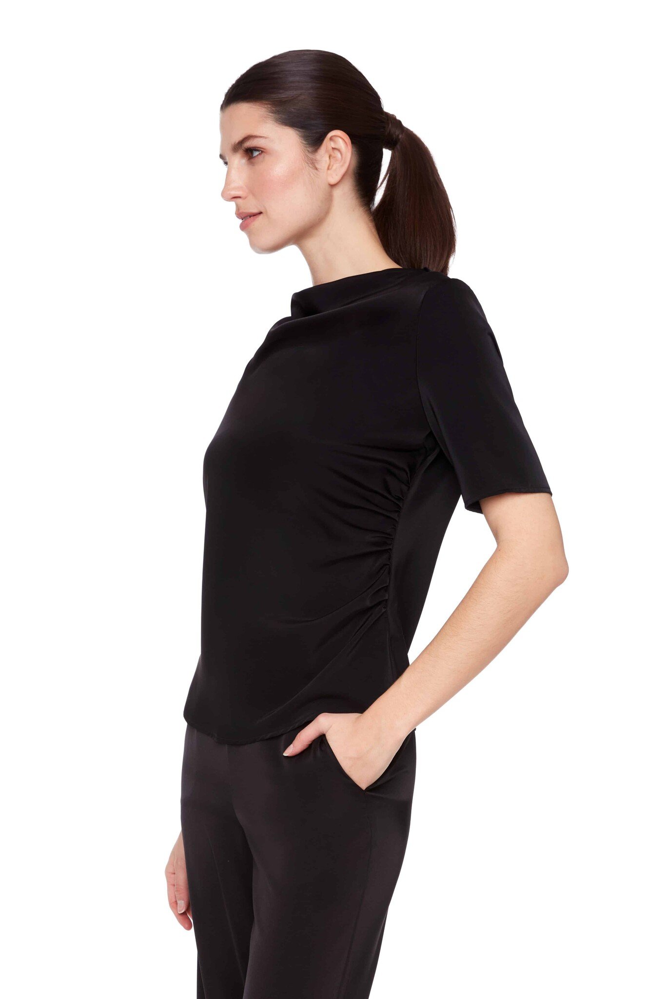 Up Belize Cowl Neck Top Black