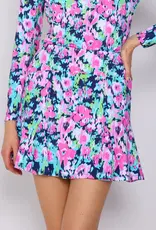 G Lifestyle Godet Skort In Navy Bloom