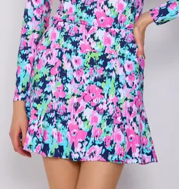 G Lifestyle Godet Skort In Navy Bloom