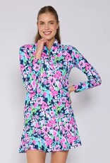 G Lifestyle Godet Skort In Navy Bloom