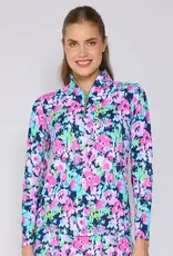 G Lifestyle Quarter Zip Top Navy Bloom