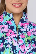 G Lifestyle Quarter Zip Top Navy Bloom