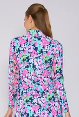 G Lifestyle Quarter Zip Top Navy Bloom