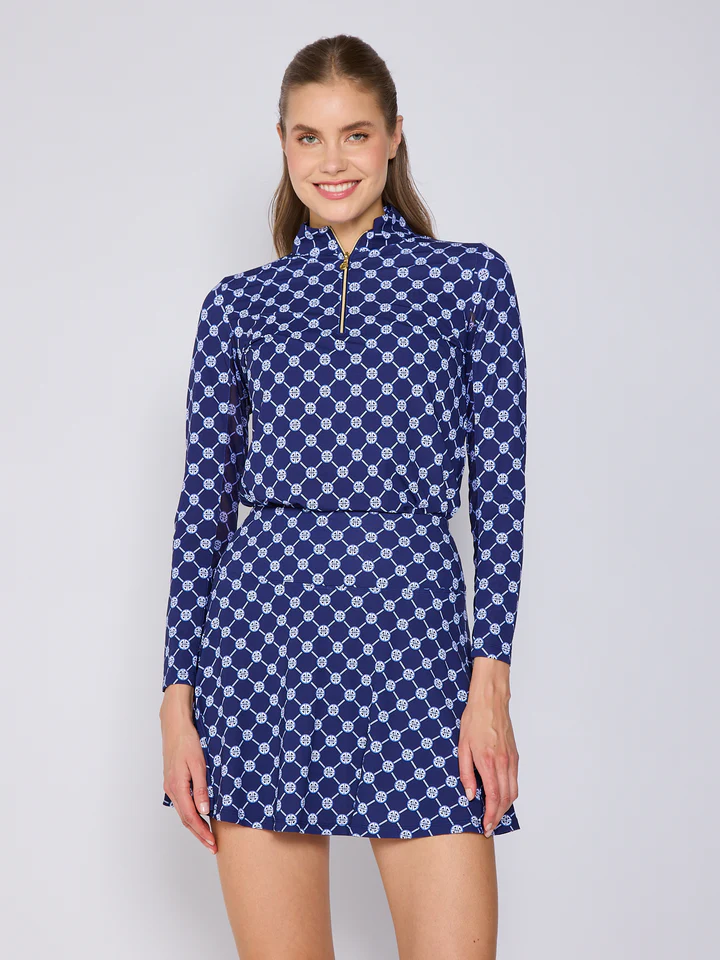 G Lifestyle Ruffle Skort Navy Geo