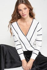 Vilagallo White Stripe Wrap Sweater