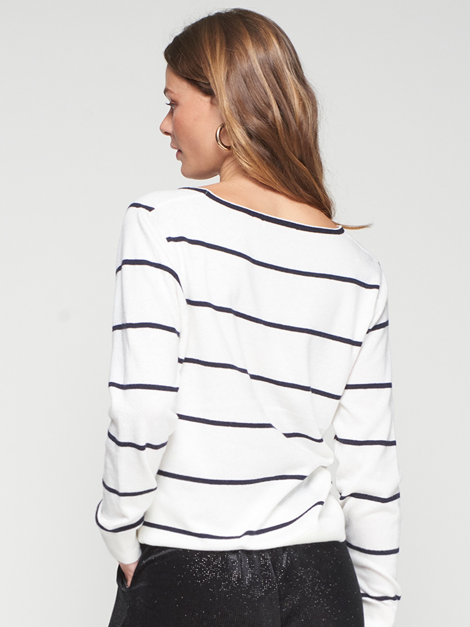 Vilagallo White Stripe Wrap Sweater