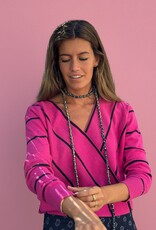 Vilagallo Pink Stripe Wrap Sweater
