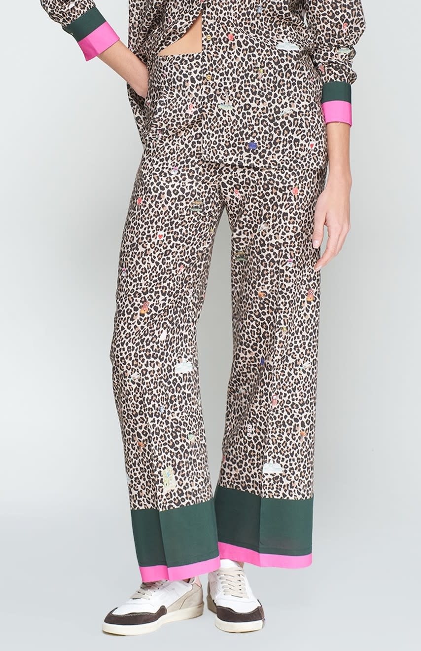 Vilagallo Leopard Pant w/ Trim