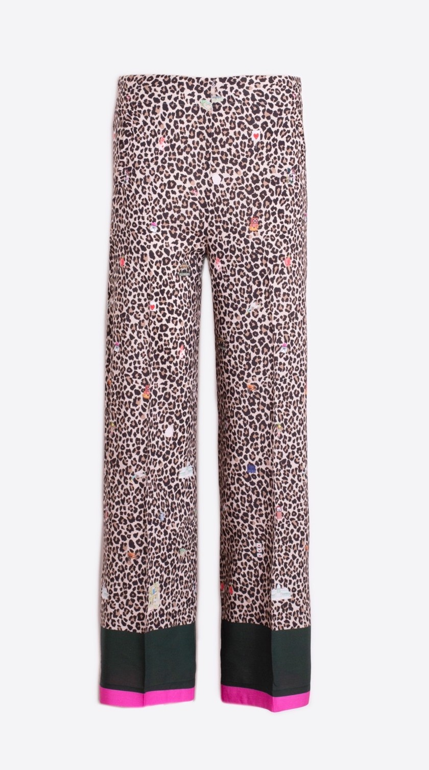 Vilagallo Leopard Pant w/ Trim