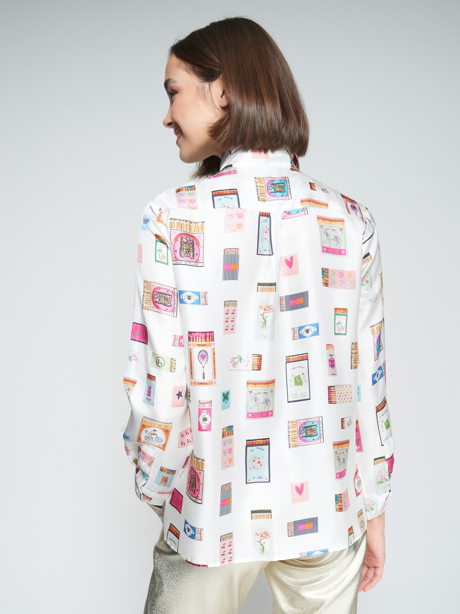 Vilagallo White Matchbox Print Shirt
