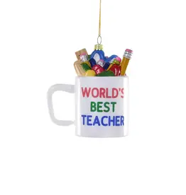 Cody Foster Worlds Best Teacher Mug Ornament