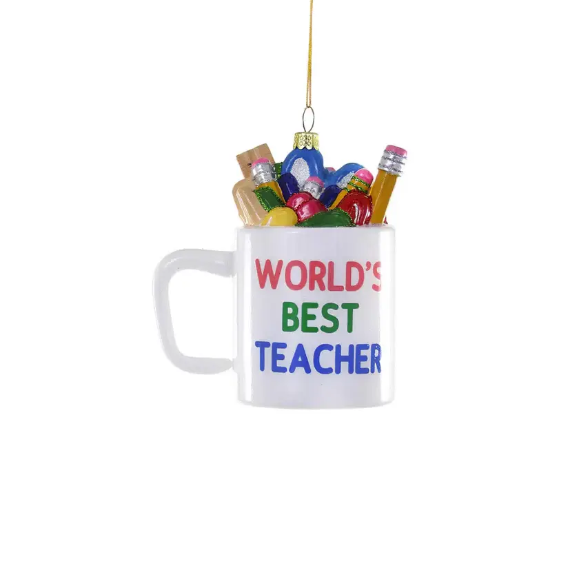 Cody Foster Worlds Best Teacher Mug Ornament