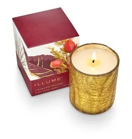 Illume Crimson Woods Boxed Crackle Glass Candle