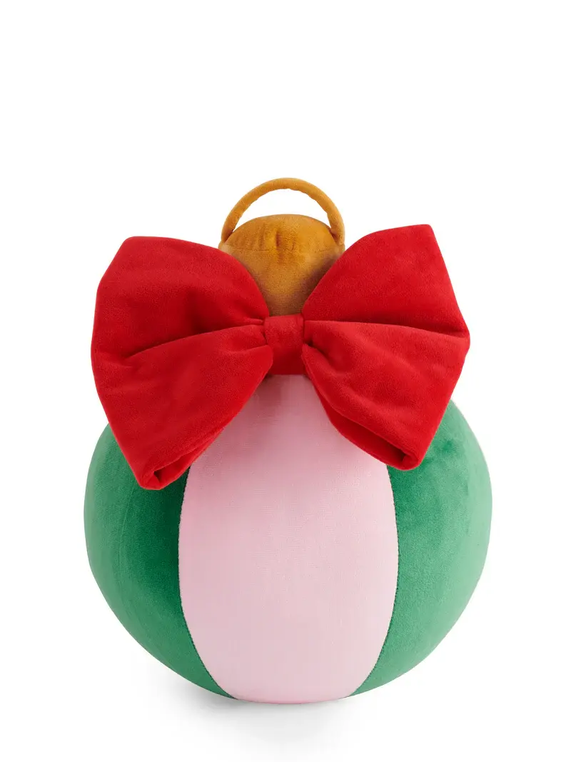 Shiraleah Festive Bauble Pillow Green Pink 9"