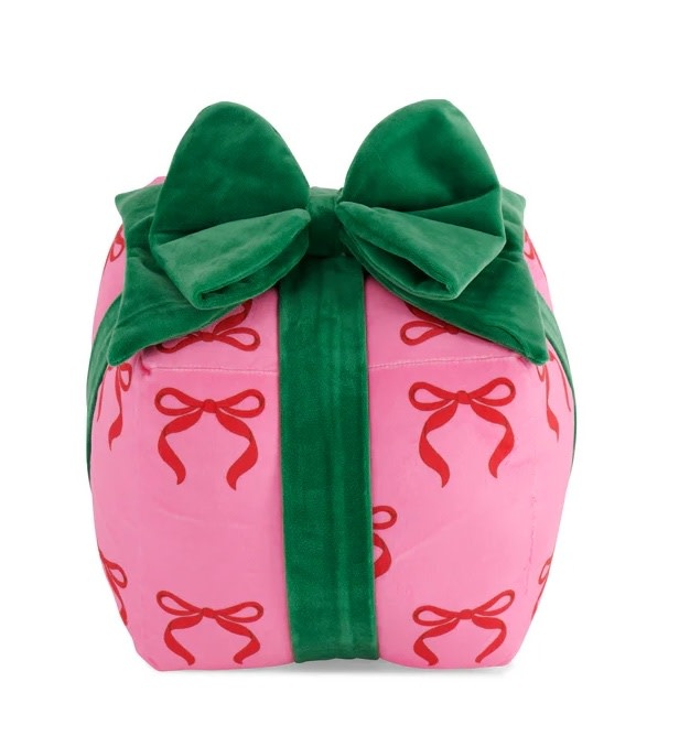 Shiraleah Bow Gift Box  Pillow Pink 9x9
