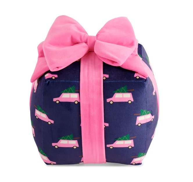 Shiraleah Retro Car Gift Box Pillow Navy 9x9
