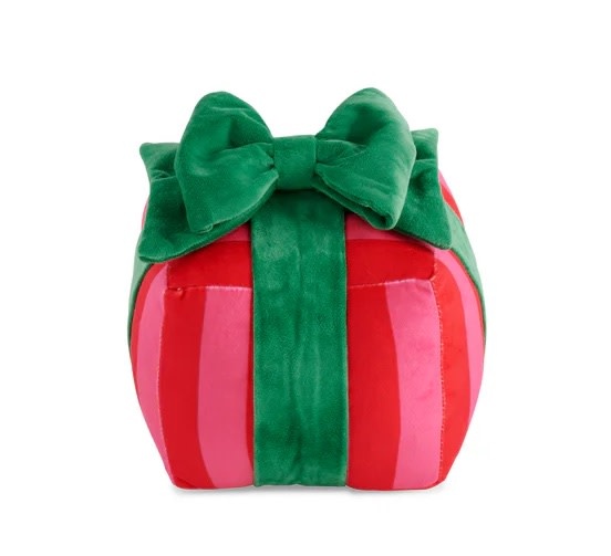 Shiraleah Stripe Gift Box Pillow Red 6x6