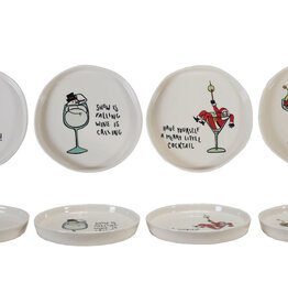 Stoneware Plate with Holiday Tipsy Saying
