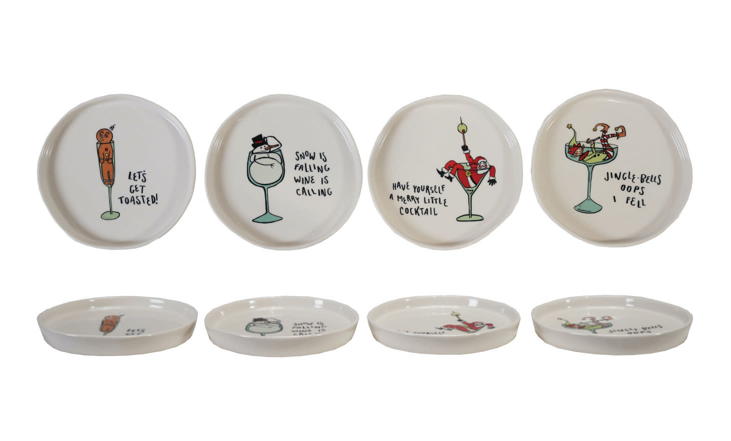Stoneware Plate with Holiday Tipsy Saying