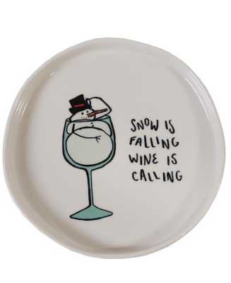Stoneware Plate with Holiday Tipsy Saying