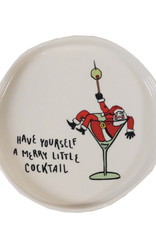 Stoneware Plate with Holiday Tipsy Saying